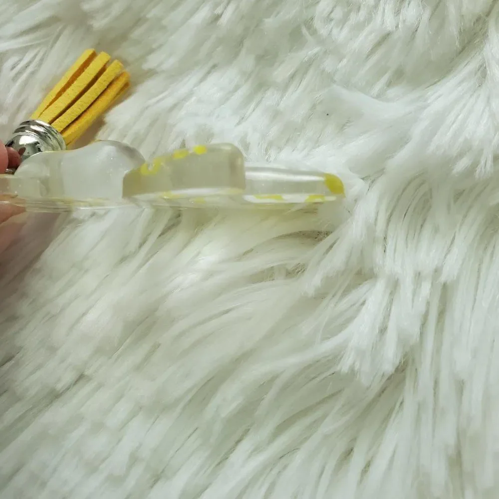 Yellow Awareness Ribbon Bear Tassel Keychain